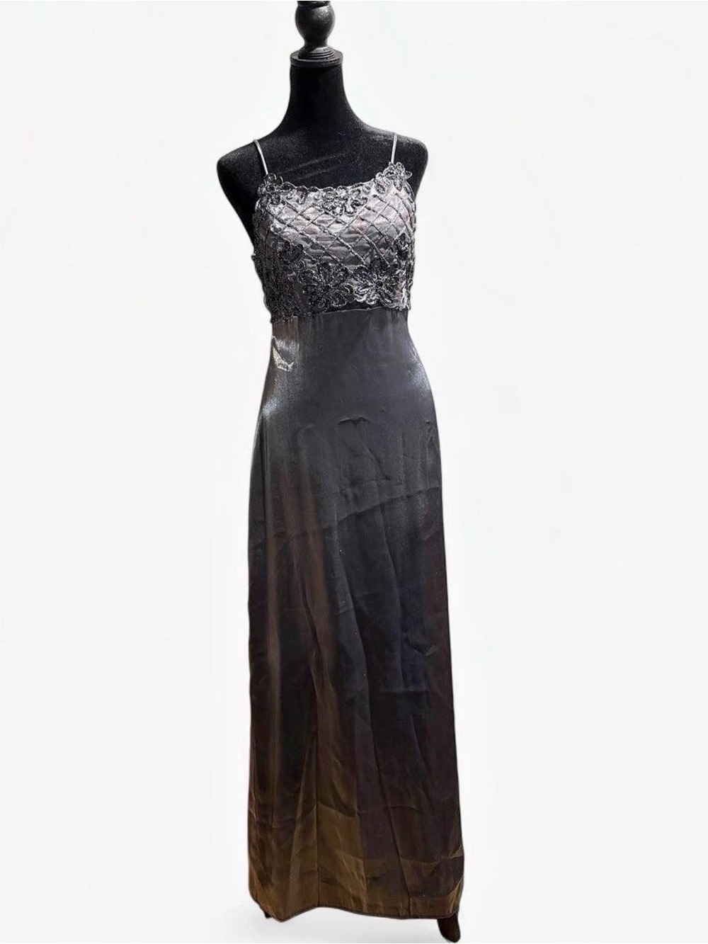 Night Way Collections Metallic Sparkle Shimmer Bodice Maxi Gown Dress Size 10 EU